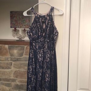 Macy’s Macy and nude halter gown 14